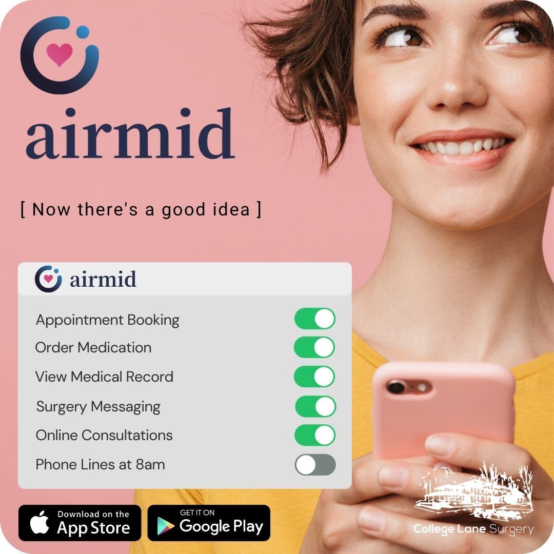 lady holding a mobile phone with the words airmid (now theres a good idea)