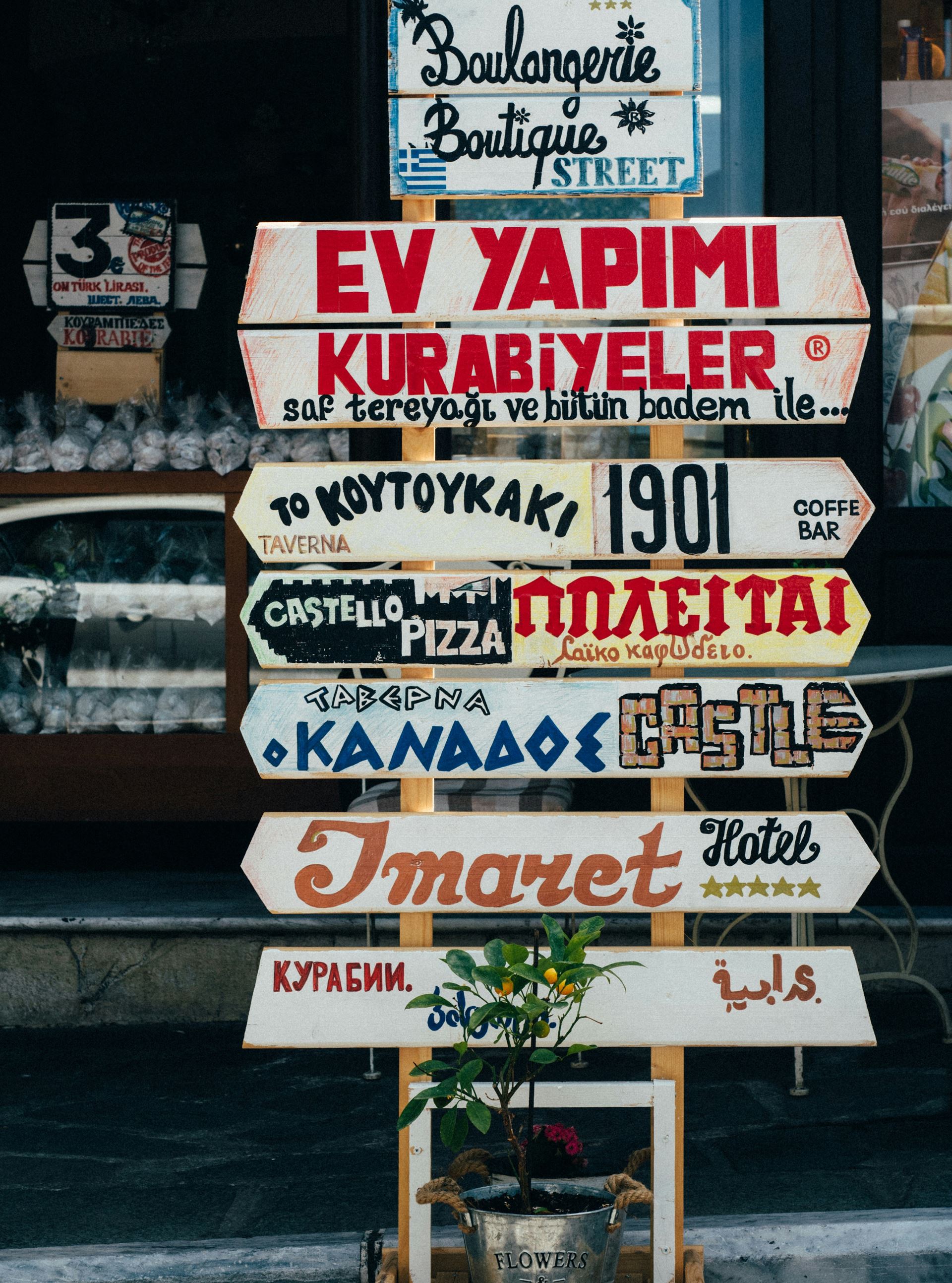 sign post in many languages