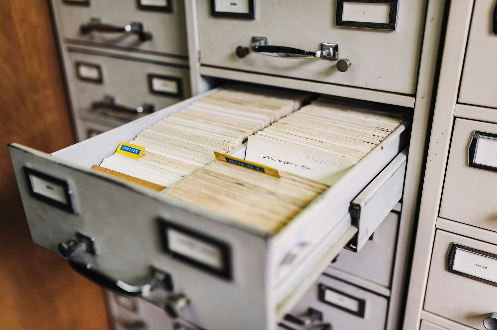 filing cabinet with drawer open